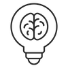 Brain inside lightbulb icon
