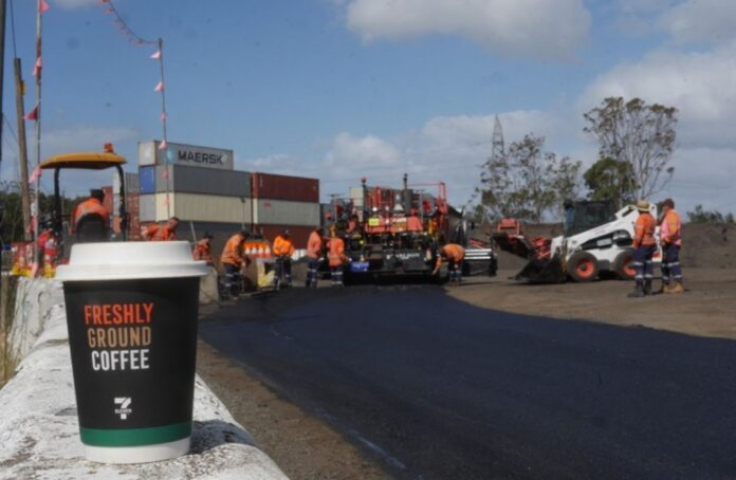 coffee cup and road construction